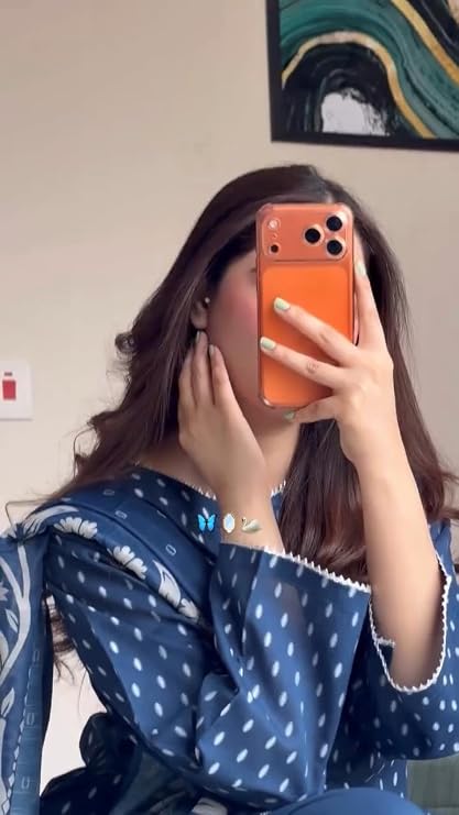 Blue printed kurta sleeve with contrasting cuff trim and floral dupatta