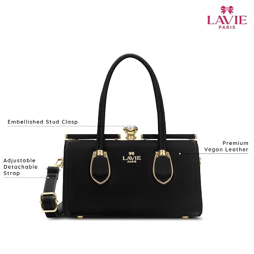 LAVIE PARIS Gazelle bag showing embellished clasp and adjustable detachable shoulder strap