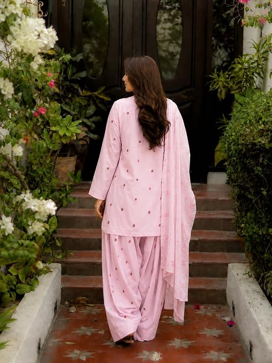 Back view of ANNI DESIGNER pink kurta with matching salwar and dupatta