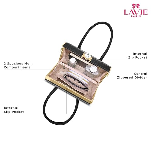 Open Gazelle satchel showing two main compartments, central zippered divider and internal pockets