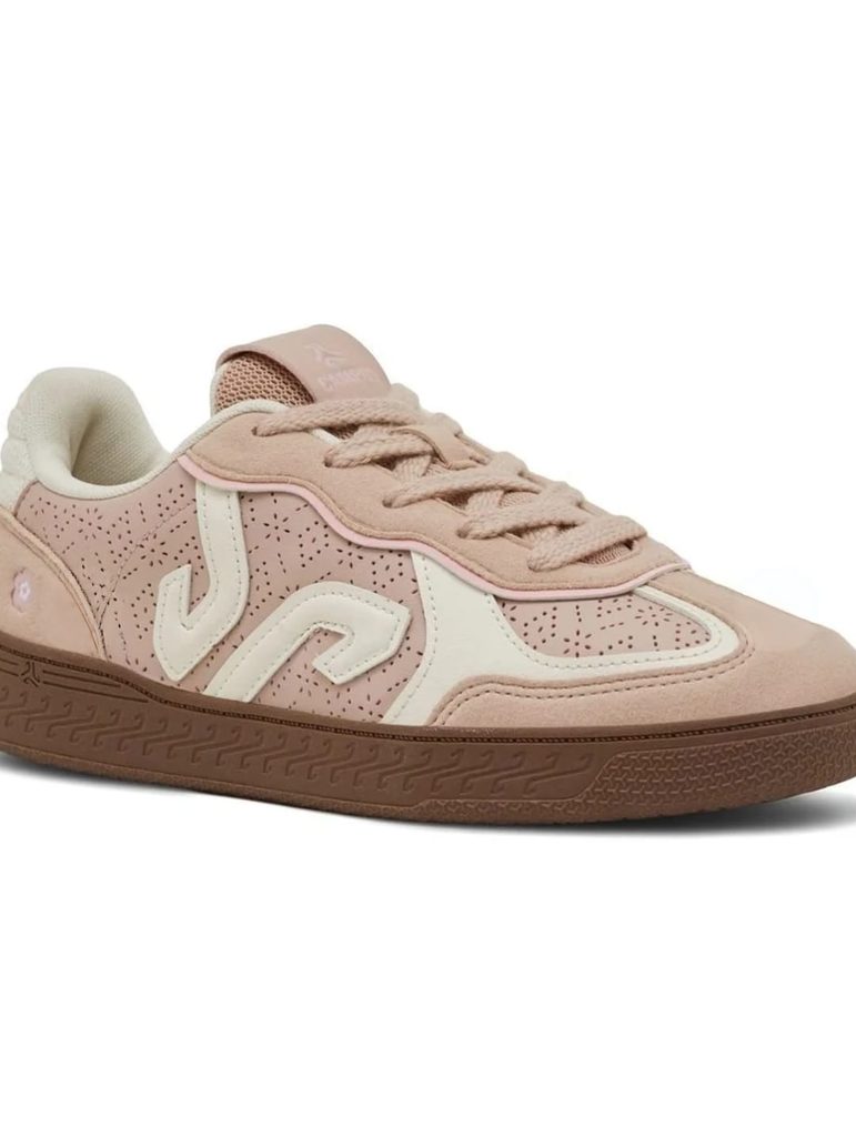 Side view of Campus women’s pink perforated PU sneaker